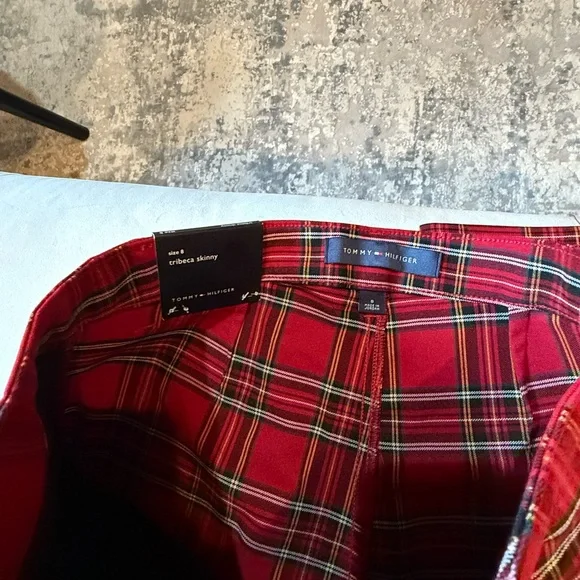 NWT Tommy Hilfiger Plaid Red Tribecca Skinny Pant - Picture 5 of 6